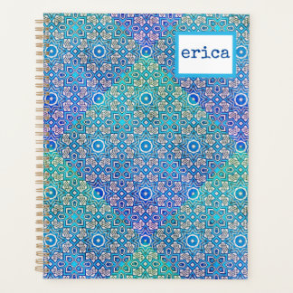 Bleu vert Kaleidoscope Motif Boho Nom