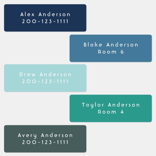 Bleu Vert moyen imperméable Étiquettes de l'enfant (Groupe)