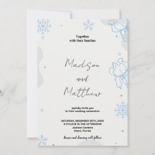Bleu Vert Neige Mariage Invitations