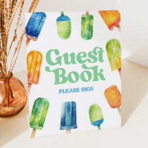 Bleu Vert Orange Popsicle Invité Livre panneau