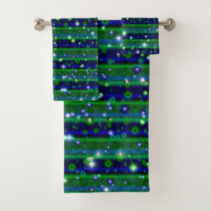 Bleu vert rayures avec étoiles et Raindrops