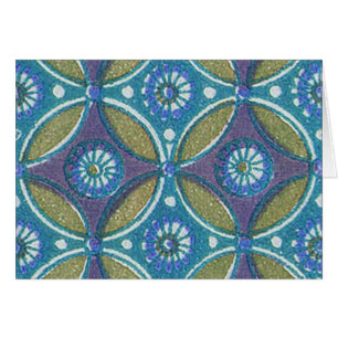 Bleu vert Rustique Boho Motif circulaire géométriq
