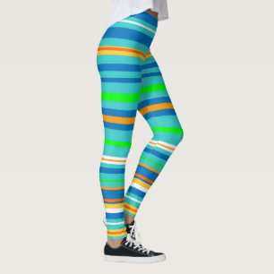 Bleu Vert Turquoise Grille Motif Leggings