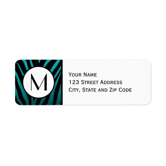 Bleu vert Zèbre Bande Adresse de retour (Devant)