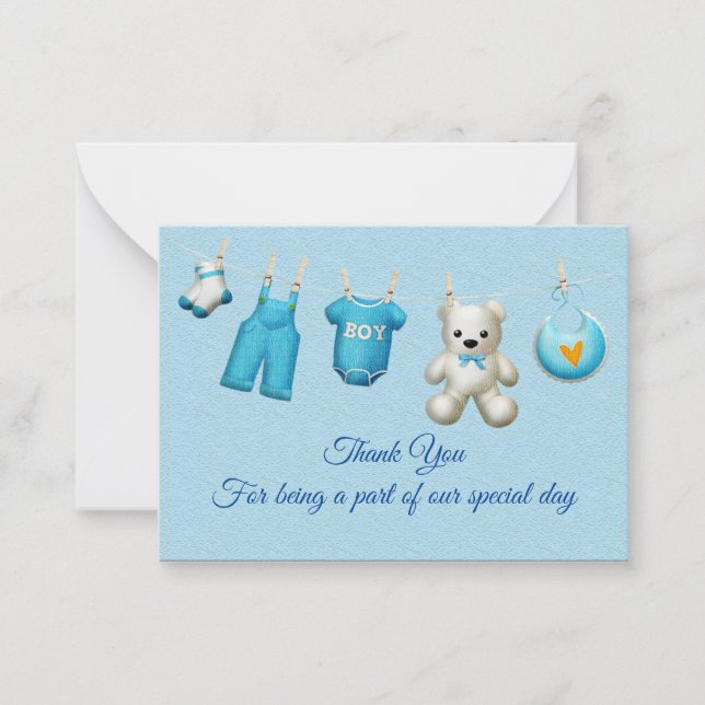 Bleu Vêtements bébé Merci Cartes (Devant)