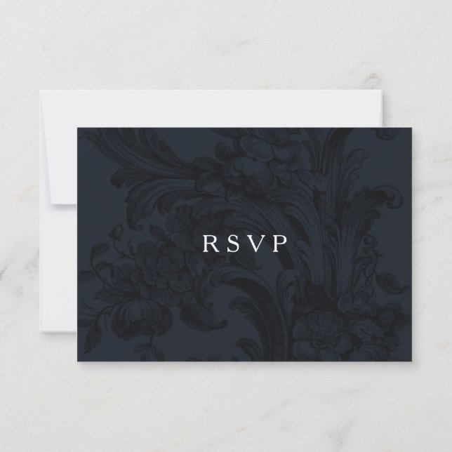 Bleu victorien ornement RSVP avec choix de repas (Dos)