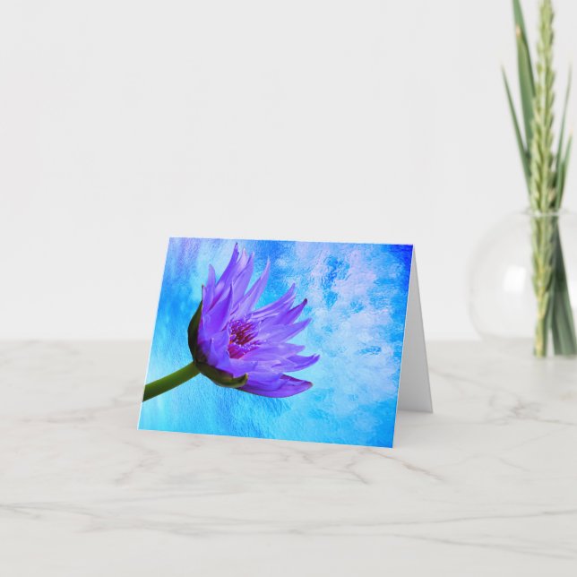 Bleu Violet Eau Lily Blank Note Cartes de voeux (Devant)