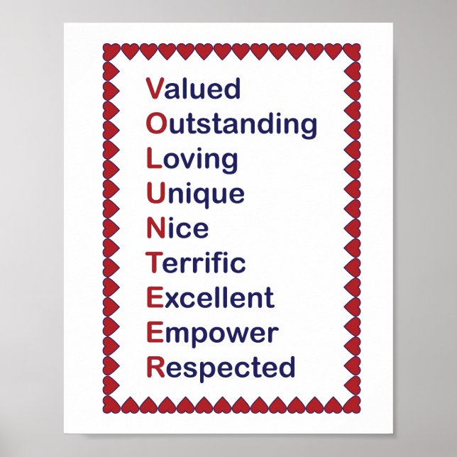 Bleu Volontaire et Typographie Rouge Poster blanc (Devant)