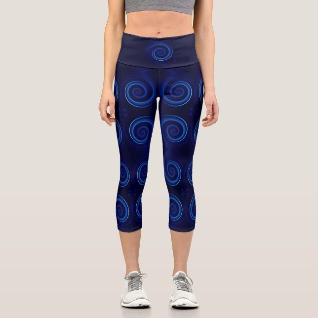 Bleu Vortex Spirituel Chakra Yoga leggings (Recto)