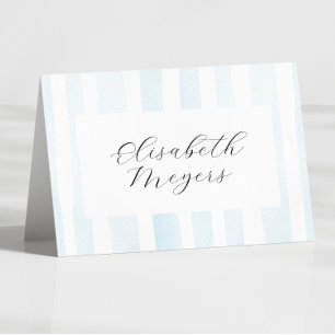 Bleu Watercolor Stripes - Baptême Cartes de Place