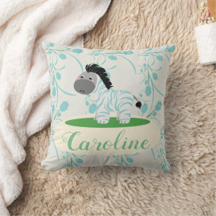 Bleu Zèbre Baby Coussin