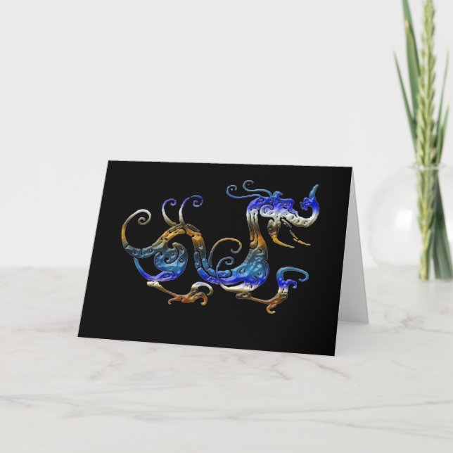 BLEUE DRAGON cartes d'art asiatiques (Devant)