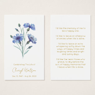 Bleuet   Carte de prière mémorielle simple