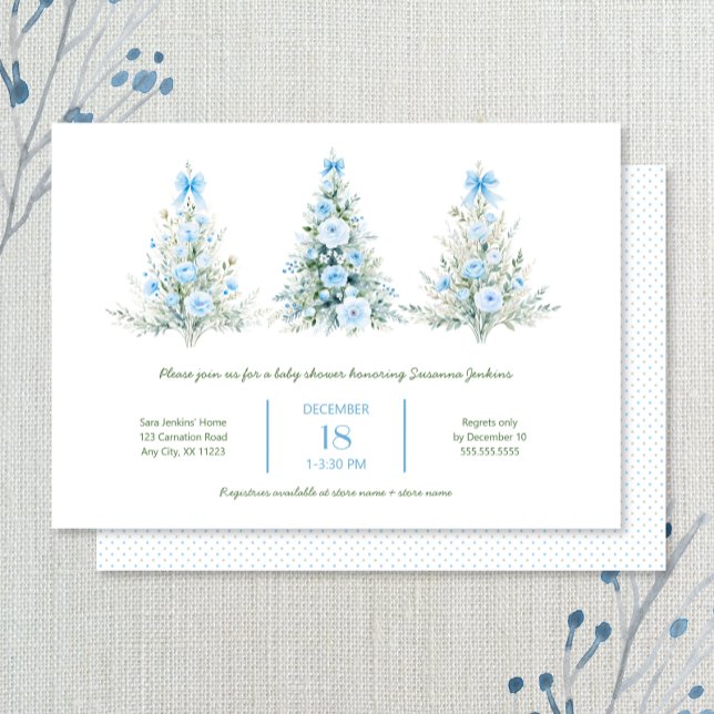 Bleus Arbres de Noël Boy Baby shower Invitation (Créateur téléchargé)
