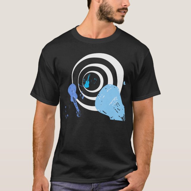Bleus de trou noir - T-shirt de guitare de Rockin (Devant)