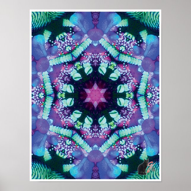Bleus Kinetic Collage Kaleidoscope Poster (Devant)
