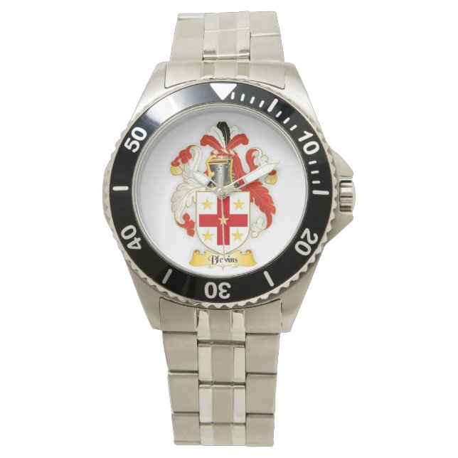 Blevins Family Crest Mens Stainless Steel Watch (Front)