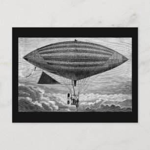 Blimp Airship Dirigible Vintage Flying Machine Pos Postcard