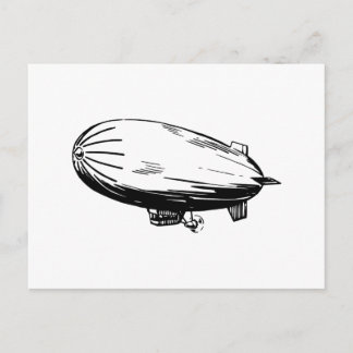 Blimp, Zeppelin, Dirigible, Vintage Drawing Postcard