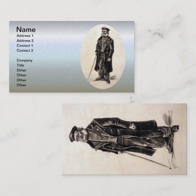 Blind Pensioner with a Stick Business Card (Front/Back)
