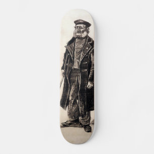 Blind Pensioner with a Stick Skateboard