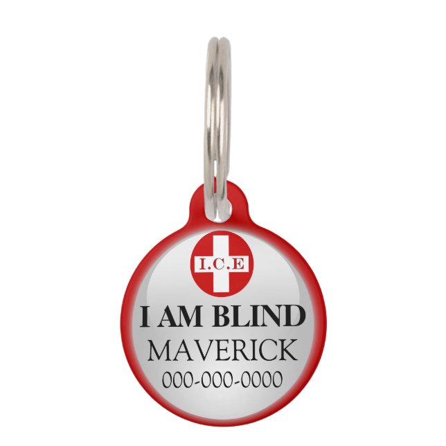 Blind pet emergency contact DIY Pet Tag (Front)