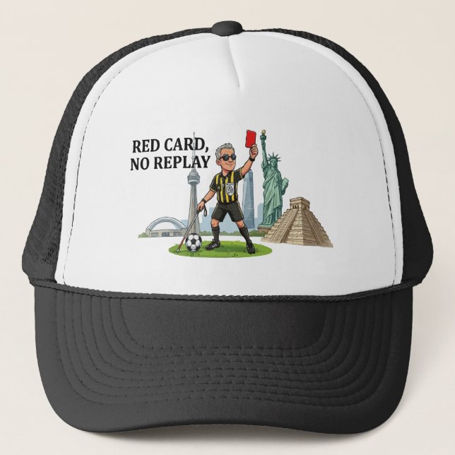 Blind Referee Red Card Trucker Hat (Front)
