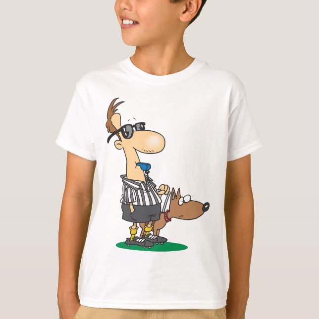 Blind Referee with Guide Dog Sports Humor T-Shirt (Front)
