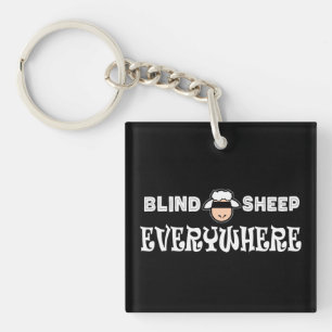 Blind Sheep Everywhere Funny Political Oval Stick Keychain