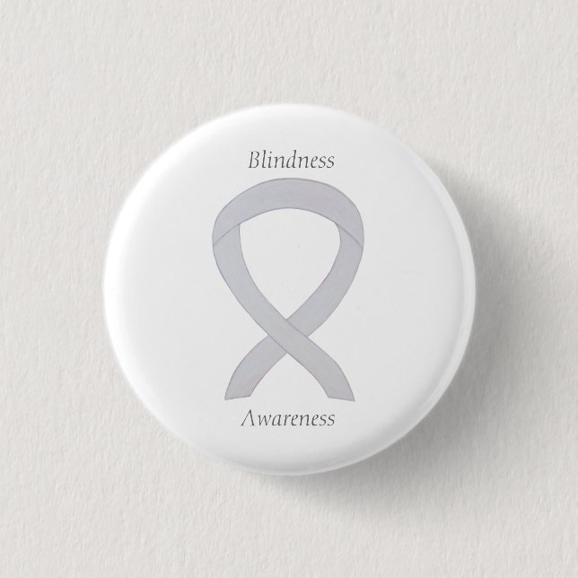 Blindness Awareness White Ribbon Art Pin (Front)
