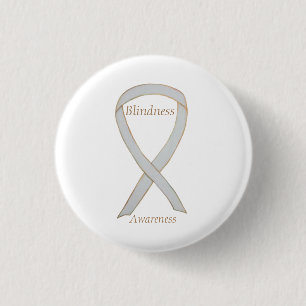 Blindness Awareness White Ribbon Custom Art Pin