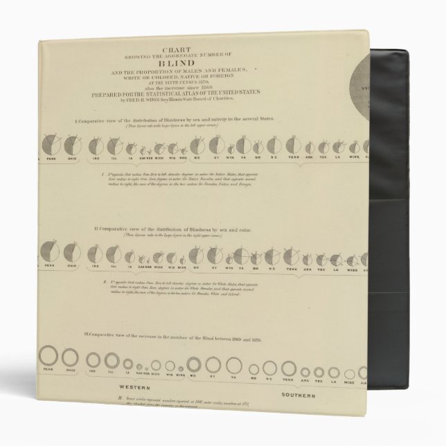 Blindness, Statistical US Lithograph 1870 Binder (Front/Inside)