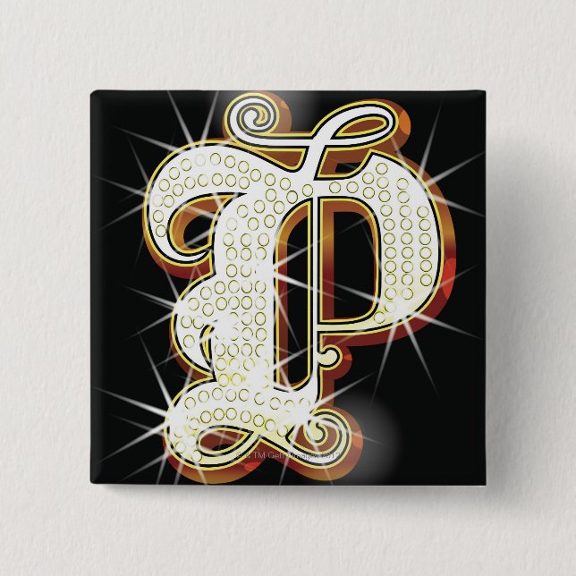 Bling alphabet P 2 Inch Square Button (Front)