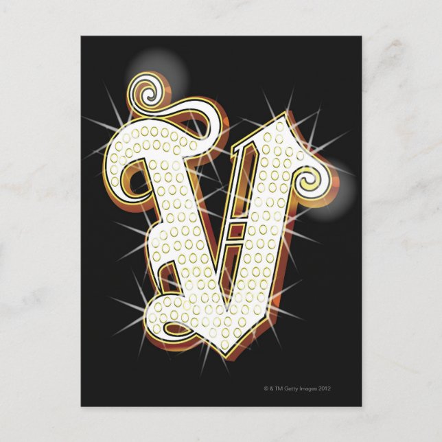 Bling alphabet V Postcard (Front)