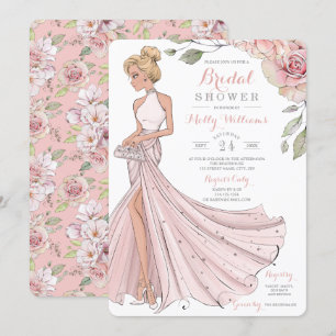 Bling and Glitter Girl Bride Bridal Shower Invitation