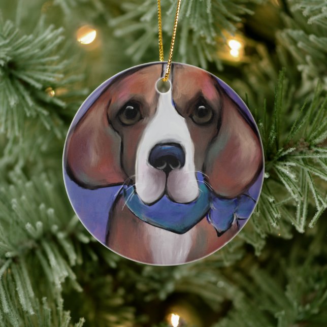 Bling Beagle     Ceramic Ornament (Tree)