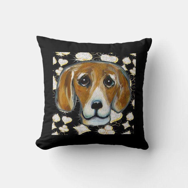 BLING BEAGLE THROW PILLOW (Front)