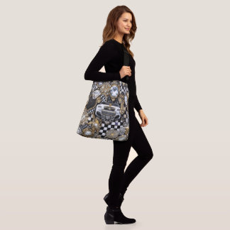 bling black white gold checks  crossbody bag