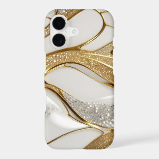 Bling Blanc Or Abstrait avec Diamants Pave Brillan