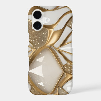 Bling Blanc Or Abstrait avec Diamants Pavés Brilla