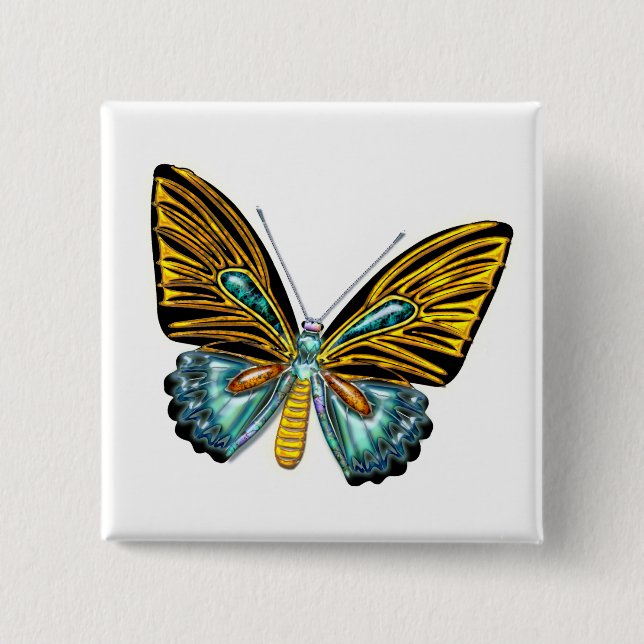 Bling Bling Butterfly 2 Inch Square Button (Front)