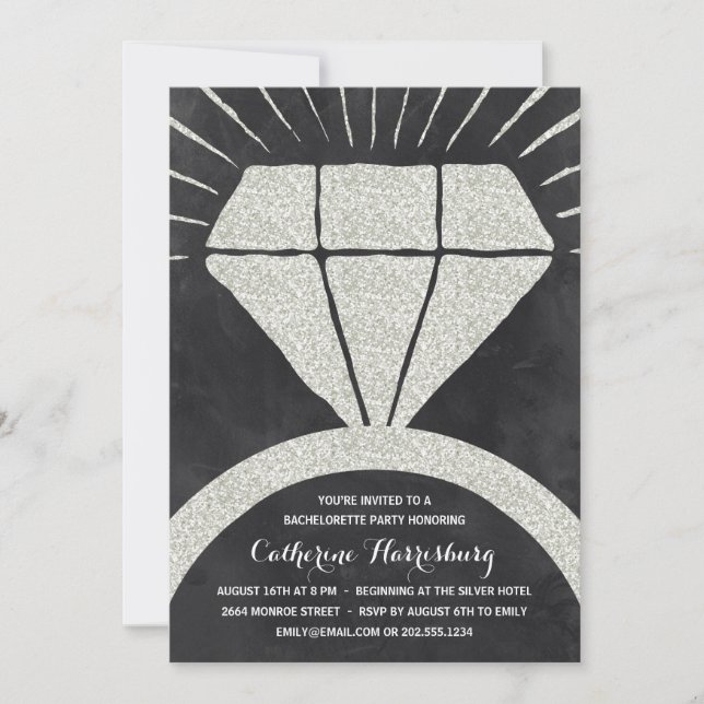 Bling Bling | Glitter-Look Bachelorette Party Invitation (Front)
