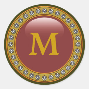 Bling Bling Monogram Classic Round Sticker
