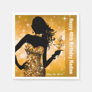 Bling Bombshell Sparkle Birthday Party   gold Napkin