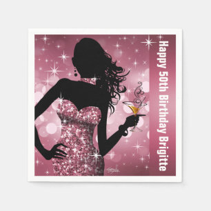 Bling Bombshell Sparkle Birthday Party   mauve Napkin
