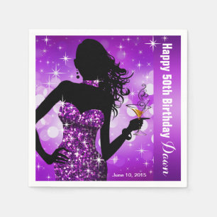 Bling Bombshell Sparkle Birthday Party   purple Napkin