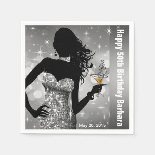 Bling Bombshell Sparkle Birthday Party   silver Napkin