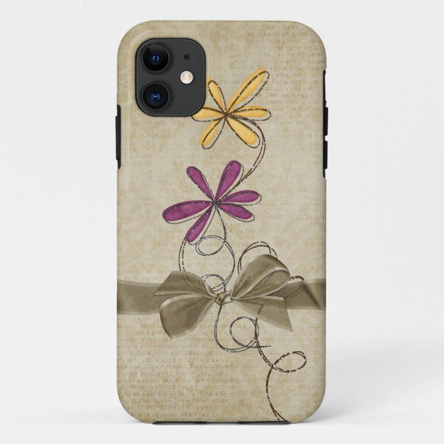 Bling bouquet on damask Case-Mate iPhone case (Back)