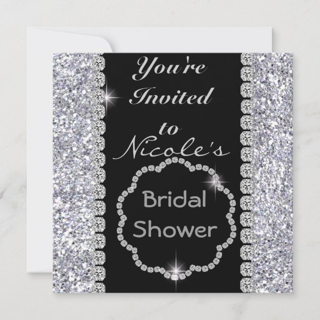 BLING Bridal Shower with CRYSTALS Invitation (Front)