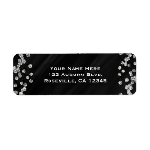 Bling Diamant Noir & Argent Paillettes Fête Glamou